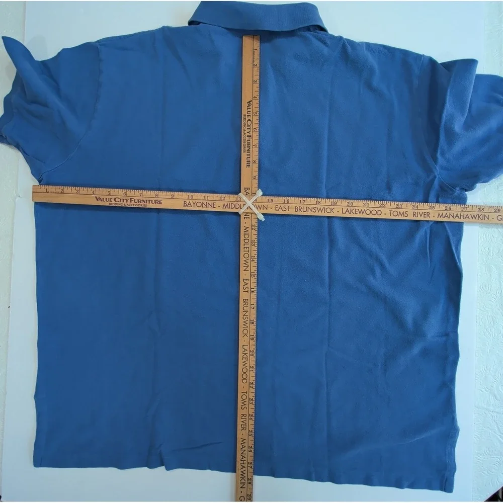 Vintage Ralph Lauren Polo Shirt Mens XXL Blue Orange Pony Logo Preppy Campus 2XL